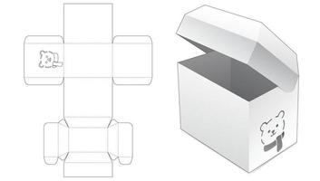 scatola di imballaggio a ribalta sul petto con modello fustellato orso di natale stencil vettore