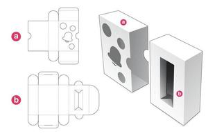 scatola scorrevole con campana di natale e modello fustellato con finestra a sfera vettore