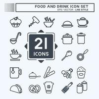 set di icone cibo e bevande - stile di linea vettore