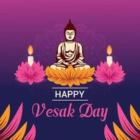 Vesak giorno illustrazione Festival celebrazione sociale media inviare e Vesak giorno bandiera vettore