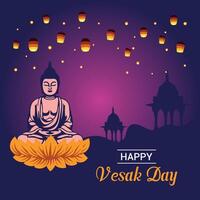 Vesak giorno illustrazione Festival celebrazione sociale media inviare e Vesak giorno bandiera vettore