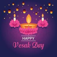 Vesak giorno illustrazione Festival celebrazione sociale media inviare e Vesak giorno bandiera vettore