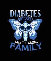 diabete incasinato con il sbagliato famiglia maglietta design vettore