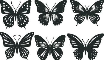 farfalla sagome fascio collezione, nero farfalla impostato vettore