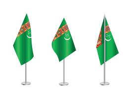 bandiera di turkmenistan con argento set.di.pali di quello del Turkmenistan nazionale bandiera vettore
