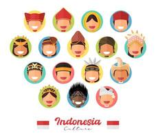 Indonesia tradizionale tribù cultura personaggio impostato carino piatto illustrazione vettore