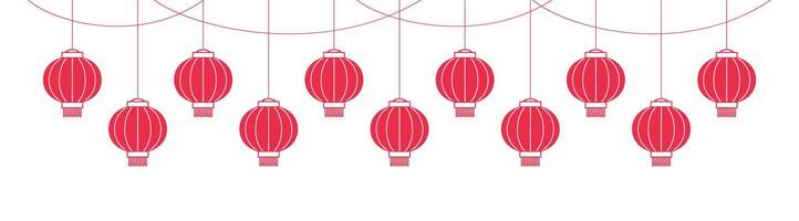 sospeso Cinese nuovo anno lanterne bandiera confine, lunare nuovo anno e metà autunno Festival grafico vettore