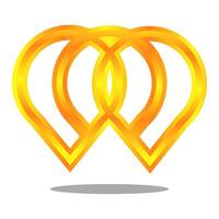 Doppio cerchio colorato logo. oro cartello. vettore