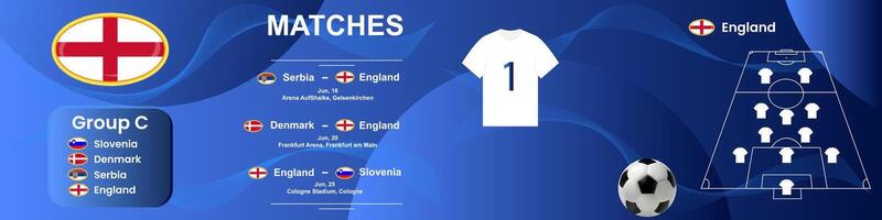 Inghilterra nazionale calcio squadra informazione bandiera con incontro orario. senza soluzione di continuità giostra per instagram. vettore
