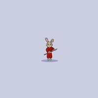 un' feroce coniglio ninja personaggio vettore