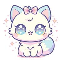 kawaii gatto illustrazione con scintille vettore