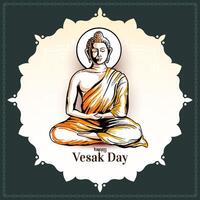 contento Budda purnima o Vesak giorno Festival saluto carta vettore