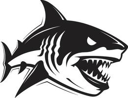 oceanico vigilanza nero circuito integrato squalo emblema silenzioso cacciatore elegante per nero squalo vettore