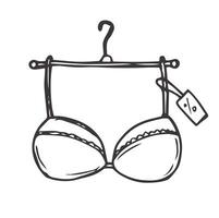 scarabocchio linea arte di Abiti appendiabiti mano e reggiseno vettore