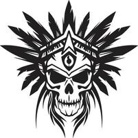 antico rituali nero per tribale cranio maschera Linea artistica spirituale simboli elegante tribale cranio Linea artistica nel nero vettore