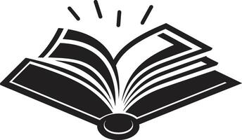 lettura essenza elegante nero emblema con Aperto libro illustrazione Aperto libro eleganza buio logo design per letterario appello vettore