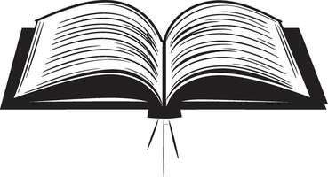 ha aperto libro eleganza moderno logo nel noir nero lettura pagine svelato elegante nero icona con libro design vettore