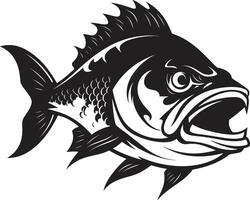 fauci di Pericolo elegante nero logo design con elegante piranha minaccioso predatore icona elegante emblema per un' Impressionante Immagine vettore