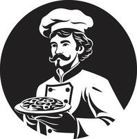buongustaio fetta elegante nero icona con elegante pizzeria silhouette Pizza abilità artistica scatenato minimalista emblema per moderno il branding vettore