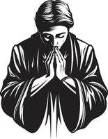 tranquillo omaggi elegante logo di preghiere mani sacro ombre preghiere mani icona nel nero vettore