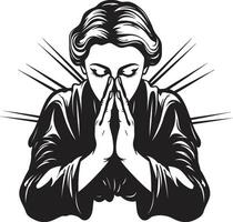 celeste punti salienti logo di preghiere womans mani nel elegante nero riverente fantasticheria nero icona design di preghiere donna mani vettore