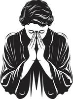 iconico illuminazione preghiere womans mani icona nel nero celeste punti salienti logo di preghiere womans mani nel elegante nero vettore