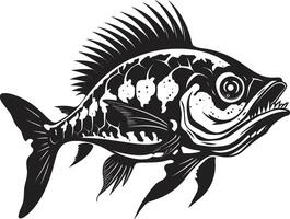 invisibile scheletro simbolo nero logo per predatore pesce scheletro feroce struttura iconico nero design per predatore pesce scheletro vettore