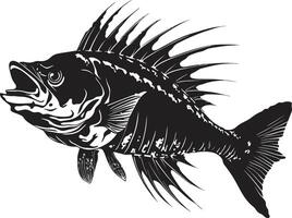 bonefish Behemoth nero icona per predatore pesce scheletro logo design fantasma fisiologia emblema nero logo per predatore pesce scheletro vettore