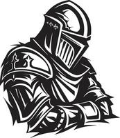 avvilito cavaliere elegante nero triste cavaliere soldato emblema sognante custode nero icona design per triste cavaliere soldato vettore
