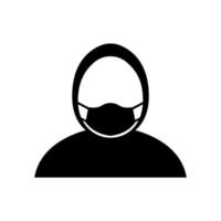 semplice hijab indossando maschera icona illustrazione, isolato, in bianco e nero vettore