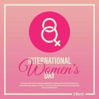 giorno della donna nel concetto di design dell'8 marzo. banner simbolo della giornata internazionale della donna per post sui social media in sfondo rosa quadrato vettore