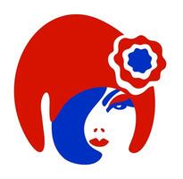 donna nel frigio cap. minimalista isolato illustrazione nel colori di francese bandiera vettore