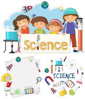 Scienza Banner Elemento e studenti vettore