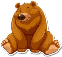 adesivo personaggio dei cartoni animati orso grizzly vettore