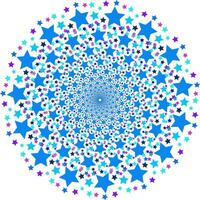 bellissimo astratto modello nel il modulo di blu stelle disposte nel un' cerchio su un' bianca sfondo vettore