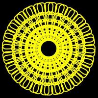 astratto modello nel il modulo di un' il giro giallo mandala su un' nero sfondo vettore