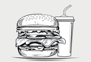 linea di hamburger art vettore