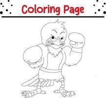 arrabbiato uccello boxe colorazione pagina colorazione libro per bambini vettore