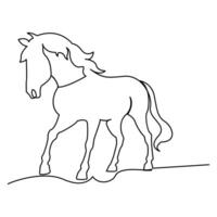 cavallo continuo singolo uno linea disegno illustrazione arte vettore