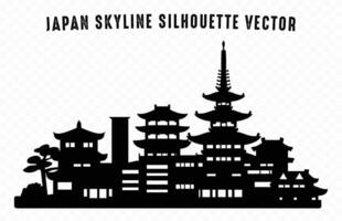 famoso Giappone orizzonte nero silhouette isolato su un' bianca sfondo vettore