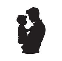 padre e figlio silhouette illustrazione. ombra papà e ragazzo. paternità concetto isolato vettore