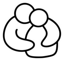 nero e bianca linea arte abbraccio disegno con Due persone nel un' stretto abbraccio vettore