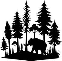 silhouette di un elefante nel il foresta vettore