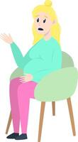psicoterapia sessione - incinta donna parlando seduta su sedia. mentale Salute concetto, illustrazione nel piatto stile vettore