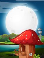 Casa dei funghi di notte vettore