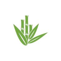 bambù logo con verde foglia icona modello vettore