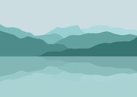 montagne paesaggio con lago. illustrazione nel piatto stile. vettore