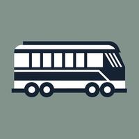 un' nero e bianca autobus sta su contro un' vivace verde sfondo, un' minimalista interpretazione di un' autobus o treno nel logo modulo vettore