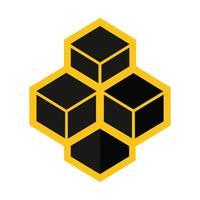gruppo di nero e giallo cubi ordinatamente disposte su superiore di ogni altro nel un' moderno modello, un' elegante e moderno interpretazione di Favo modelli, minimalista semplice moderno logo design vettore