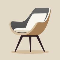 un' elegante sedia con nero e bianca posto a sedere, in mostra pulito Linee e moderno disegno, un' elegante e moderno sedia design con pulito Linee e un' neutro colore tavolozza vettore